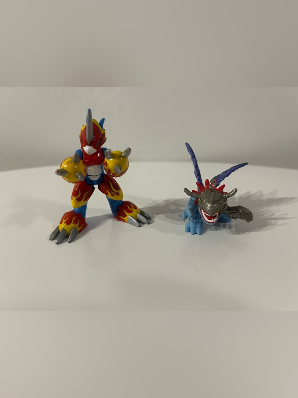 Vintage Digimon Action Figure Lot - Flamedramon & Winged Digimon Keychain/figure
